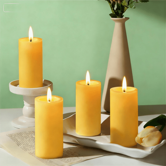 Natural Beeswax Pillar Candle