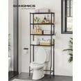 thumbnail image 2 of Estantería de Inodoro de 4 Estantes, Estante de Metal para Baño, con 4 Ganchos y Portarrollos, Estantes Ajustables, 30 x 63 x 176 cm, Negro, 2 of 7