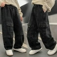 thumbnail image 5 of Boys Baggy Jeans Black Jeans Elastic High Waist Wide Leg Pants Boys' Jeans Boy Jeans Size 13-14 Years, 5 of 9