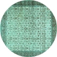 thumbnail image 1 of Ahgly Company Machine Washable Indoor Round Persian Turquoise Blue Traditional Area Rugs, 4' Round, 1 of 4