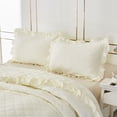 thumbnail image 2 of EleganHome 3-PCs Diamond Quilt with Ruffle Edge Bedspread/Coverlet Ivory Color Queen Size 90" X 92", 2 of 5