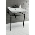 thumbnail image 4 of Kingston Brass KVPB25227W4MB Edwardian 25" Ceramic Console Sink with Brass Legs (4-Inch, 3-Hole), White/Matte Black, 4 of 8