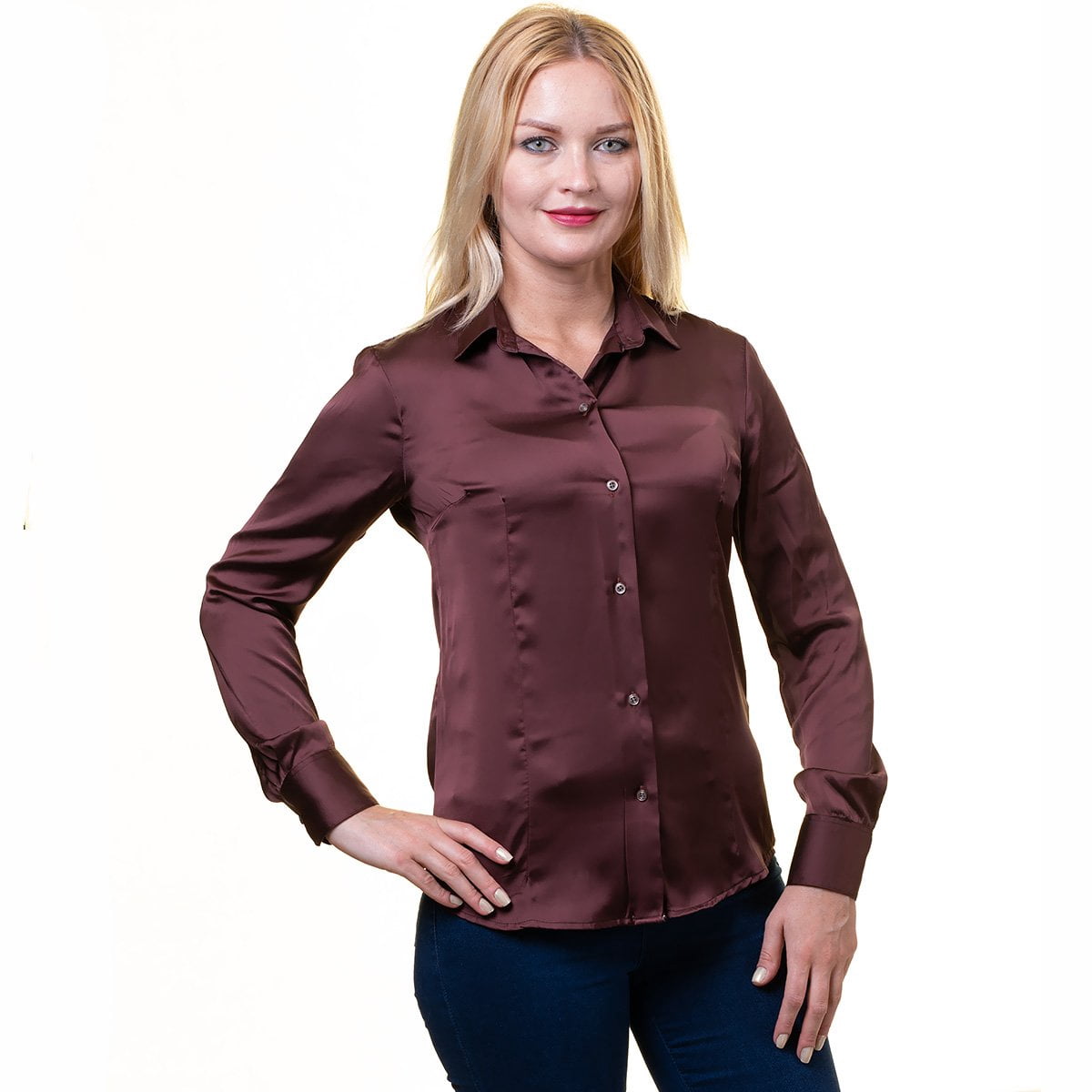 V Neck Long Sleeve Blouse Roll 
