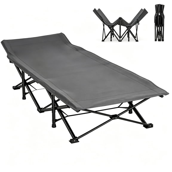Folding Camping Cots for Adults, Portable Outdoor Camping Bed with Mattress, Heavy Duty Guest Bed Sleeping Cot Folding Bed for Camping Traveling Office Use, 74" X 26", Blue Mattress, Supports 330 LBS