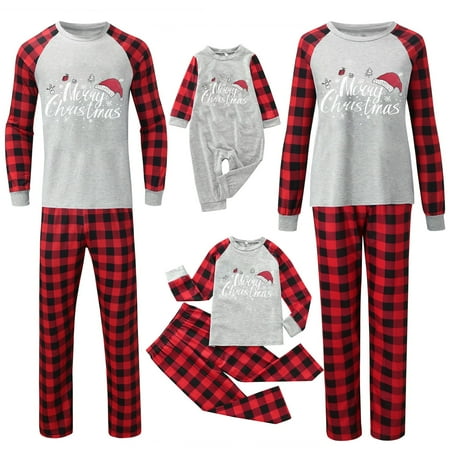

Christmas Sweatshirts For Women Family Christmas Pajamas Matching Sets Baby Infant Boys Girls Romper Jumpsuit Family Pajamas Letter Printed Long Sleeve Sleepwear Matching Outfit Set Home Wear