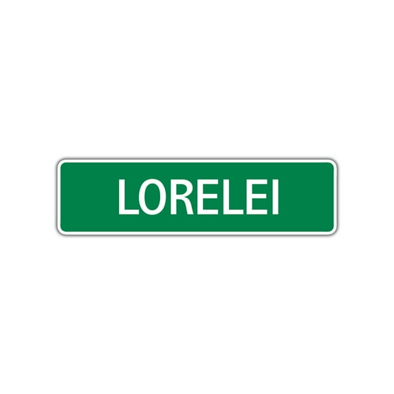 Lorelei Girls Children Name Letter Printed Plaque Decoration Novelty Label Indoor Outdoor Unique Wall Unique Aluminum Metal Sign 4"X18"