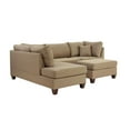 thumbnail image 4 of Poundex 3 Piece Fabric Sectional Sofa Set with Ottoman in Sand Brown, 4 of 7