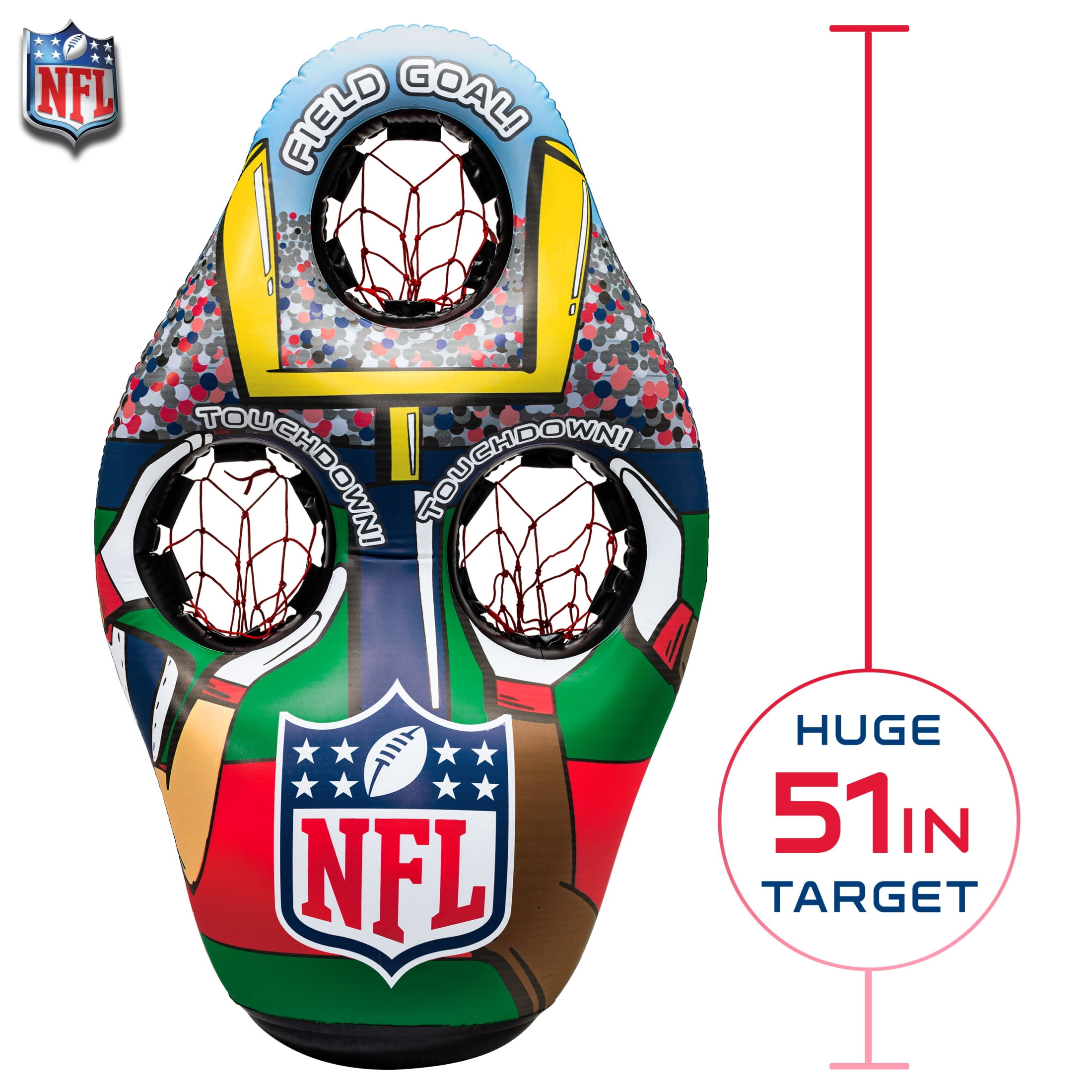 Franklin Sports NFL Inflatable Target Toss Game - Kids Mini Football Throwing Game Set - Portable Indoor + Outdoor Toy Football Target + Mini Footballs - 51"