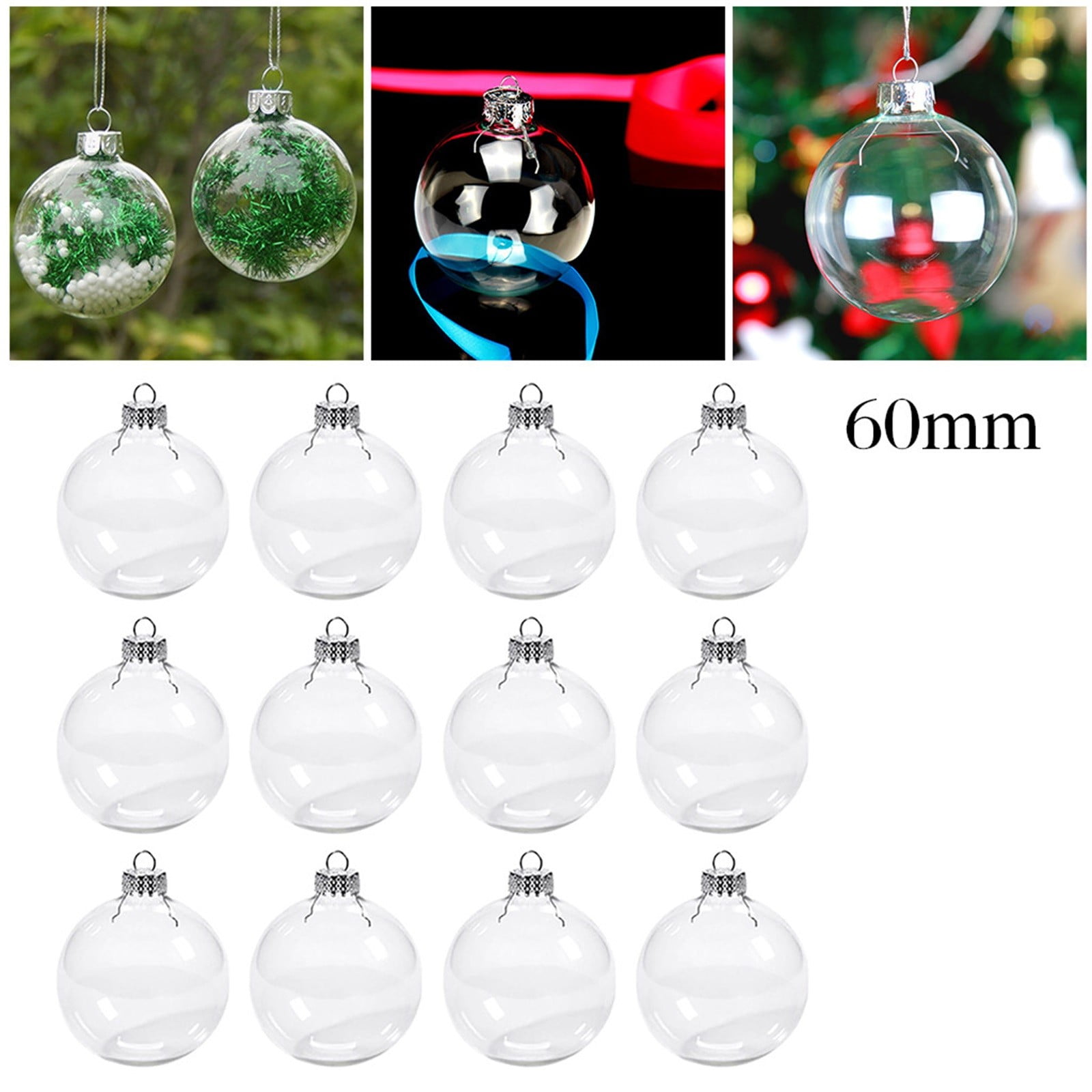 12x Glass Heart Shaped Fillable Baubles CHRISTMAS Wedding Ornaments Storage Ball