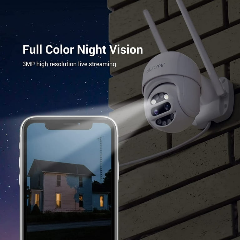 Blurams WiFi Home Outdoor Security Camera PTZ Dual Lens with 3MP Two Way Talk 360 Degree Motion Tracking IP66 Weatherproof Full Color Night