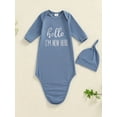 thumbnail image 4 of WIBACKER Newborn Baby Knotted Gown Infant Cotton Long Sleeve Sleeper with Mitten Cuffs, Baby Girl and Boy Sleep Gown, 4 of 7