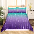 thumbnail image 2 of Teal and Purple Ombre Comforter Cover Geometric Abstract Bed Set, Modern Wave Dots Bedding Set Twin Gradient Watercolor Duvet Cover, Aesthetic Lines Striped Bedspread Cover, 2 of 5