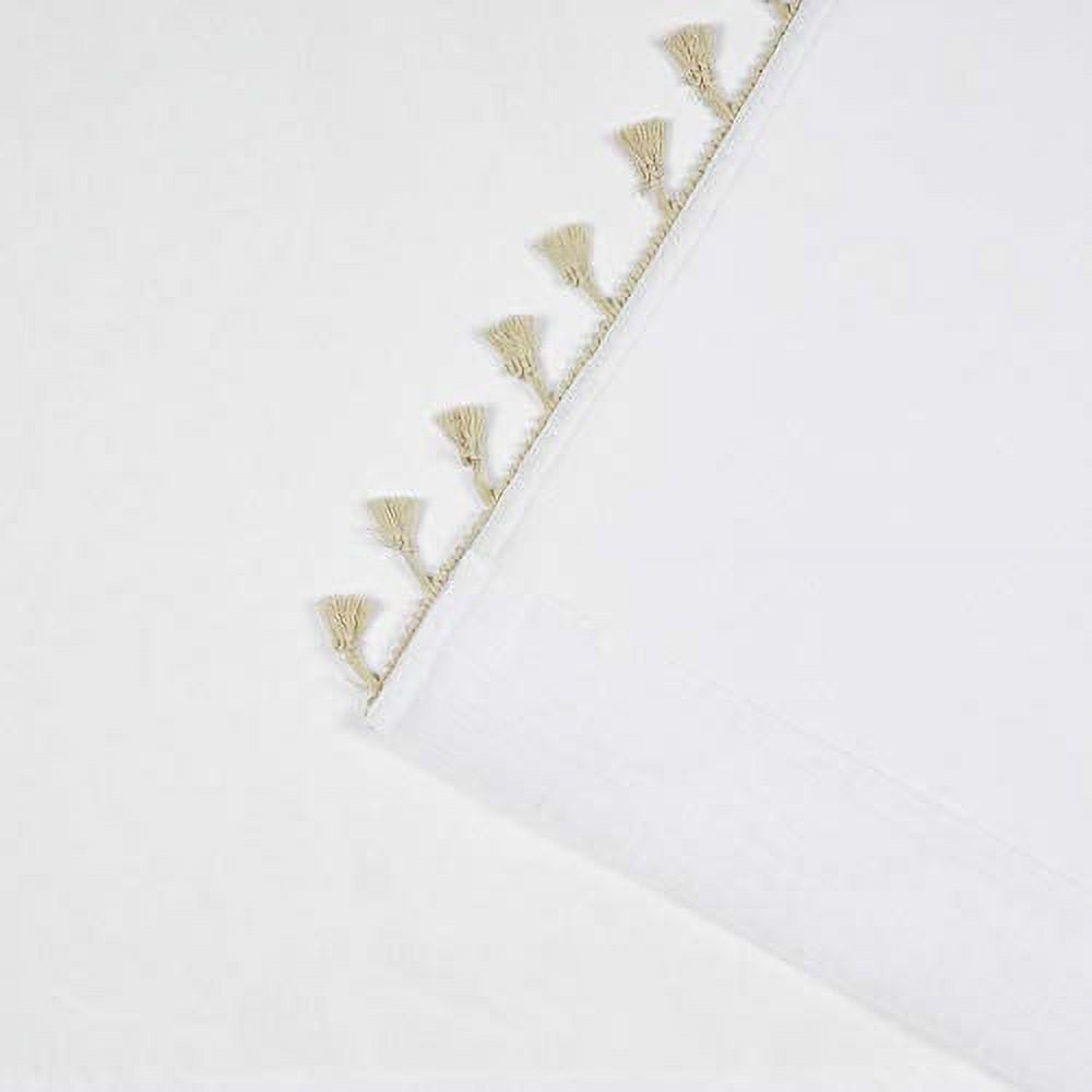 Exclusive Home Curtains Tassels Embellished Sheer Rod Pocket Curtain Panel Pair, 54x84, Linen