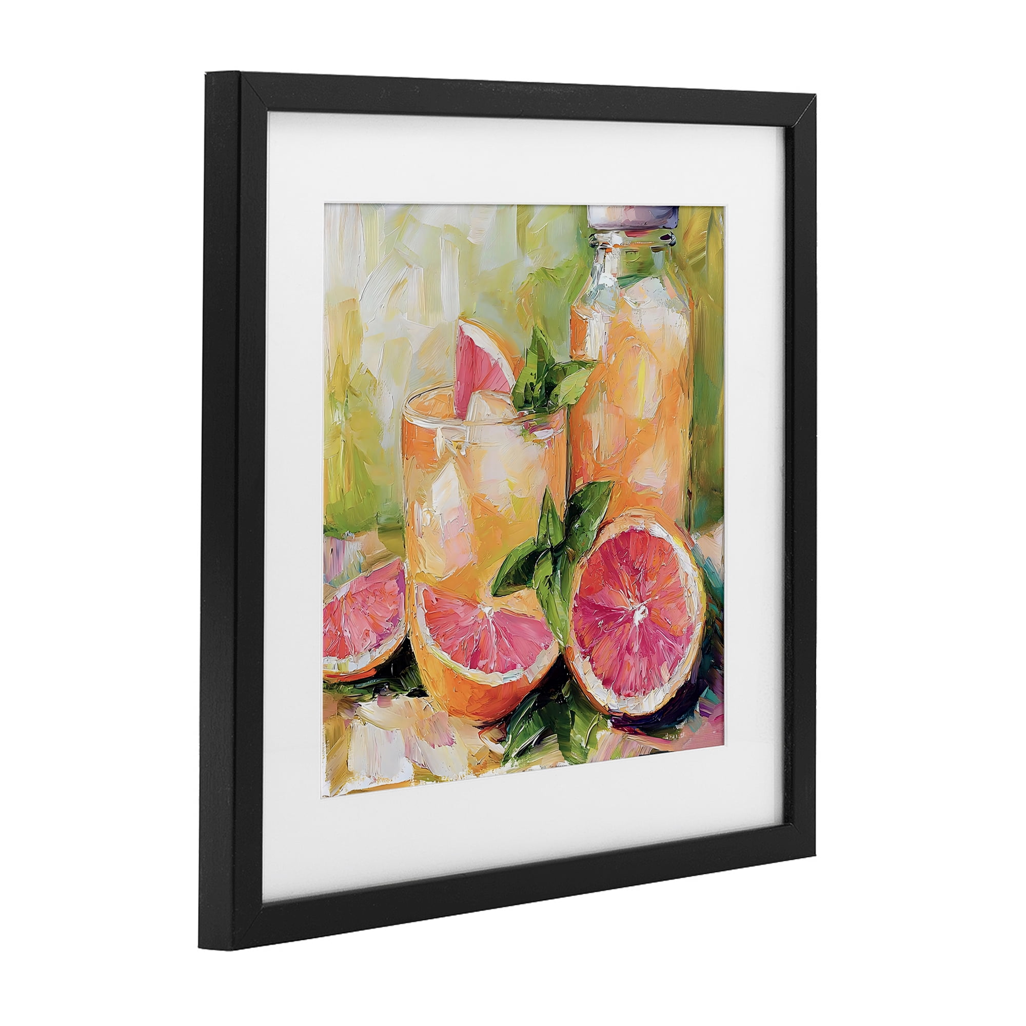 Stupell Industries Grapefruit Summer Refreshment Black Framed Print Under Glass, design by Riley B