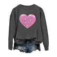 thumbnail image 4 of Arlun Valentines Sequins Heart Graphic Sweatshirts for Women Casual Long Sleeve Glitter Heart Graphic Pullover Tops Autumn and Winter Fashion Going out Outfits Dark Gray M, 4 of 5