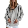 thumbnail image 3 of Uqiangy Oversized Hoodies for Women Tunic Sweatshirts for Women Crew Neck Sweatshirts Women Women's Sweatshirt Womens Crewneck Sweatshirt Fleece Pullover Women Hoodies for Women Gray 3XL, 3 of 9
