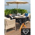 thumbnail image 4 of Outdoor Tablecloth with Umbrella Hole and Zipper, Valentine's Day Rectangle Table Cloth 54x80 Inch Waterproof Tablecloth, Love Branches Vintage Wood Grain Black Picnic Table Cover for Patio Camping, 4 of 7
