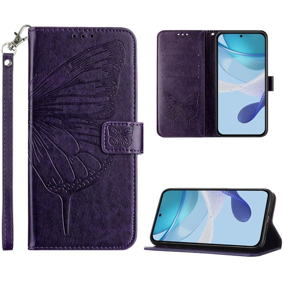 Case for BLU View 5 Pro Flip Wallet Phone Case Shockproof PU Leather Protective Cover with Magnetic Clasp Kickstand Card Slots Holder, Dark purple
