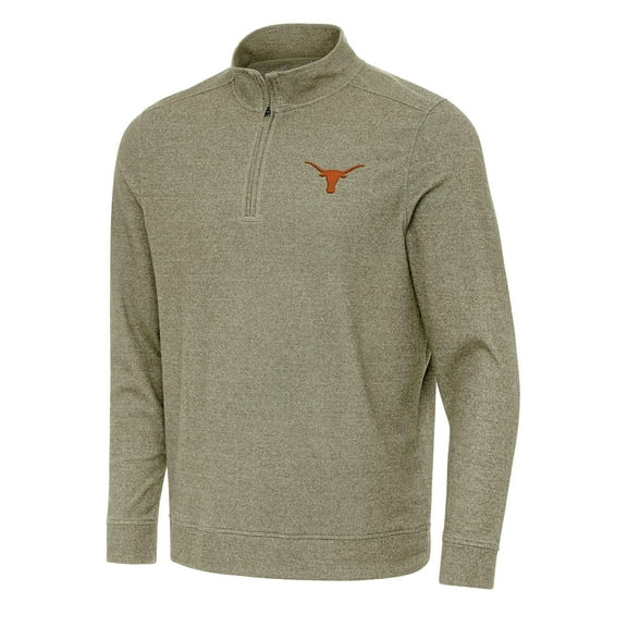 Men's Antigua Olive Texas Longhorns Subtle Quarter-Zip Sweatshirt