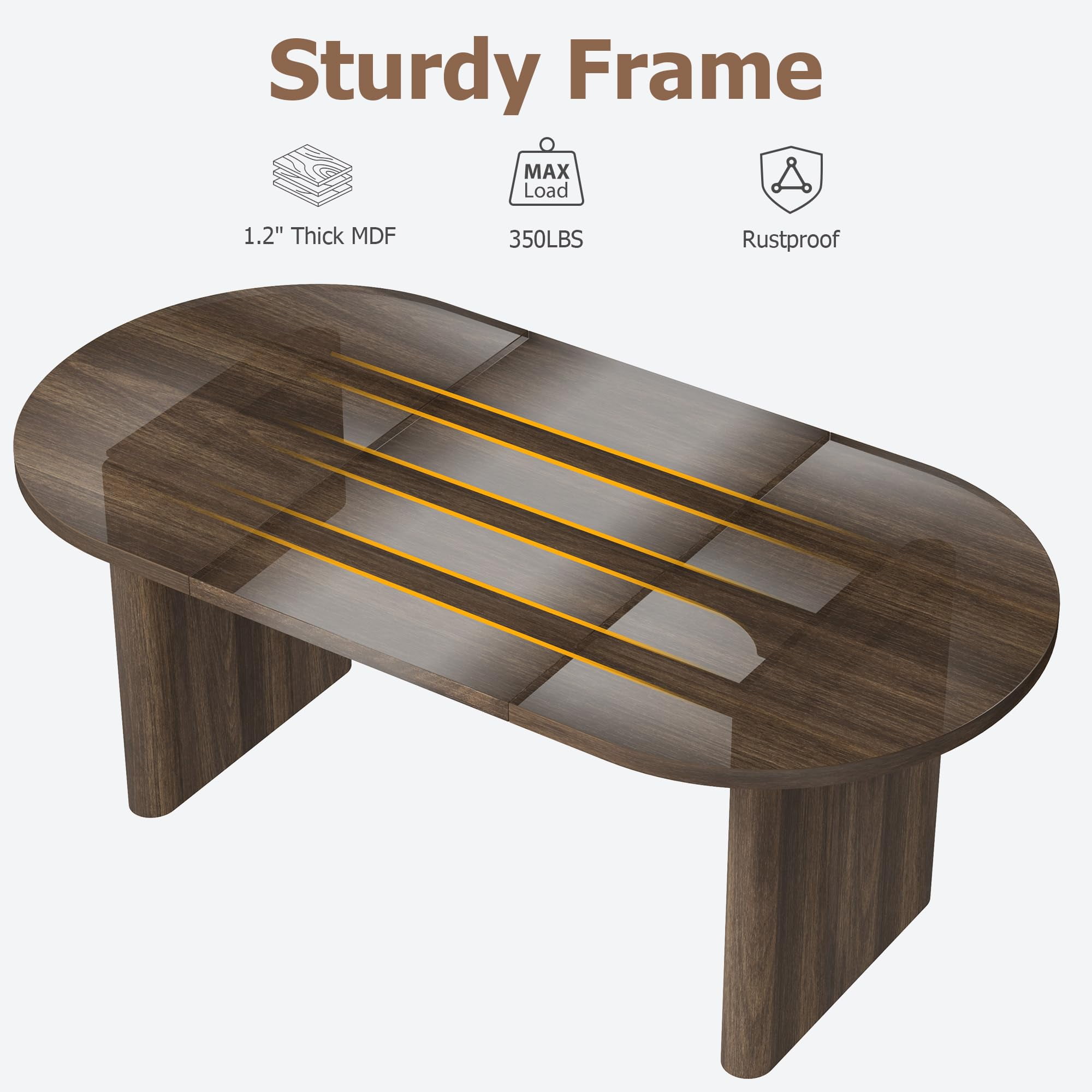 Oval Dining Table for 6-8 People, Long Large Kitchen Table with Thick Sturdy Wooden Base, Farmhouse Dining Room Table for for Kitchen, Living Room, Office
