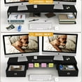 thumbnail image 4 of Dual Monitor Stand Riser with 2 Drawers - 39Inch Large Storage Computer Monitor Stands for 2 Monitors, Wooden Desktop Organizer Perfect for Home Office Desk, Computer, 4 of 6