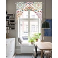 thumbnail image 4 of White Boho Swag Valances for Windows, Small Curtains Drapes, Retro Ethnic Colorful Flower Aesthetic Art Kitchen Window Curtains Over Sink Window Treatment Valance for Bedroom/Bathroom 56"x36", 4 of 5
