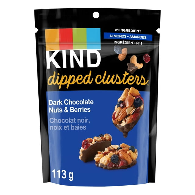 Bouchées KIND Dipped Clusters, Noix, chocolat noir et baies, 113 g