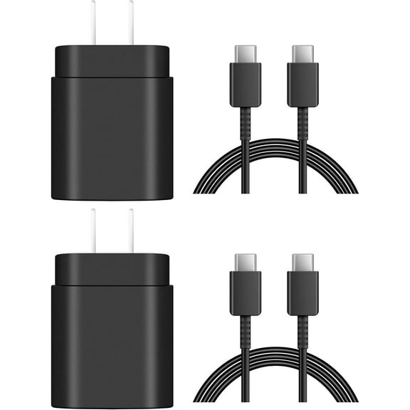 Freedomtech USB C Super Fast Wall Charger-2-Pack 25W USB-C Fast Charger-6Ft Type C to Type C Cable for Samsung Galaxy S24/S23/S22/S22 Ultra/S22 /S21 Ultra/S21 /S21/S20 Ultra/Note 20 Ultra/Note 10 9 8