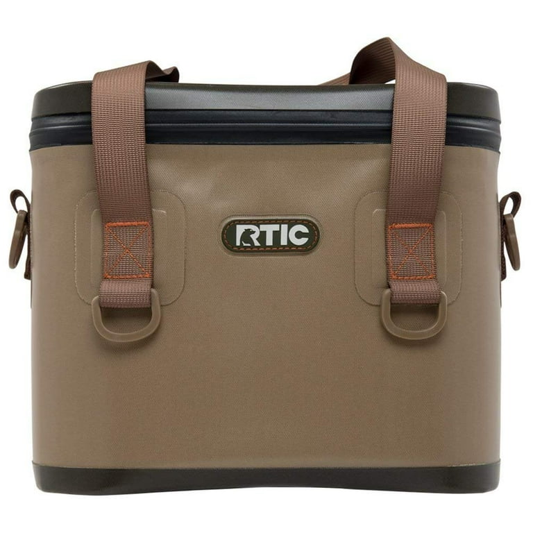 RTIC Soft Cooler 8, Tan, Insulated Bag, Leak Proof Zipper, Keeps
