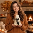 thumbnail image 5 of Gothic Style Resin Statue, Sad Ghost Embracing Black Cat with Coffee Mug Design, Decorative Figurine for Table, Shelf and Mantel Display, 5 of 7