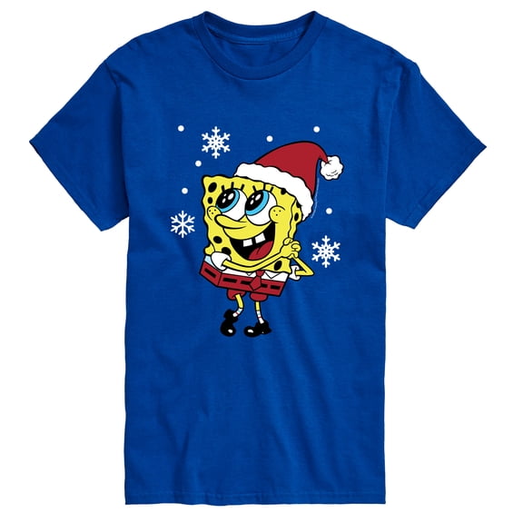 SpongeBob SquarePants - Cute Hat & Snowflakes - Men's Short Sleeve Graphic T-Shirt
