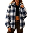 thumbnail image 2 of Cozy Oversized Plaid Sherpa Jackets for Women Zip Up Long Sleeve Outdoor Coats, 2 of 8