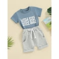 thumbnail image 3 of Bslissey Toddler Baby Boys Summer Clothes Short Sleeve Letter Print T-shirt Tops + Drawstring Shorts Sets Infant Casual 2Pcs Outfits 0-3 Years, 3 of 9