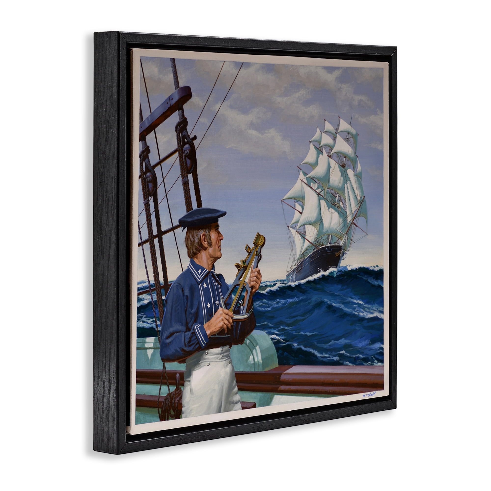 Flying Cloud Sailing Ship Black Framed Floater Canvas Wall Art, design by Wind River Studios