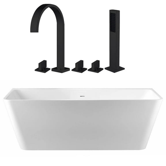 Axton 59 Inch Acrylic Double Ended Freestanding Bathtub and Faucet Package