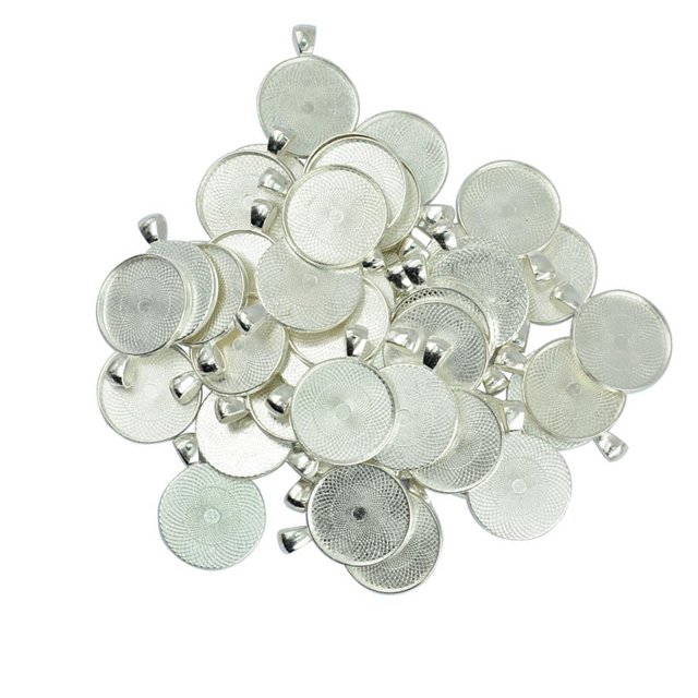 kurtrusly Ensemble de 50 Pendentifs de Collier Cabochon Rond Argent Blanc 29x22mm 1Set