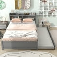 thumbnail image 2 of Miniyam Wood Full Size Bed with Trundle & Bookcase Headboard for Kids and Teens, Gray, 2 of 8