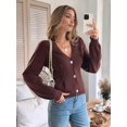 thumbnail image 3 of Women'S Fall Cardigan Sweater Fashion Trend Long Sleeve Top Casual Jacket Vacation Button Sweater Brown XL, 3 of 6