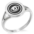 thumbnail image 1 of Stainless Steel Telekinesis Element Rune Minimalist Oval Top Polished Statement Signet Ring, 1 of 1