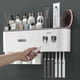 thumbnail image 2 of Soporte de adsorción magnética para cepillo de dientes, dispensador de pasta de dientes Automático Doble montado en la pared, estante, accesorios de baño, 2 of 4