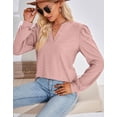 thumbnail image 6 of Alsol Lamesa Womens Puff Long Sleeve Fall Tunic Tops Dressy V Neck Knit Top Casual 2023 Trendy Tshirts Blouses Shirts for Women, 6 of 6
