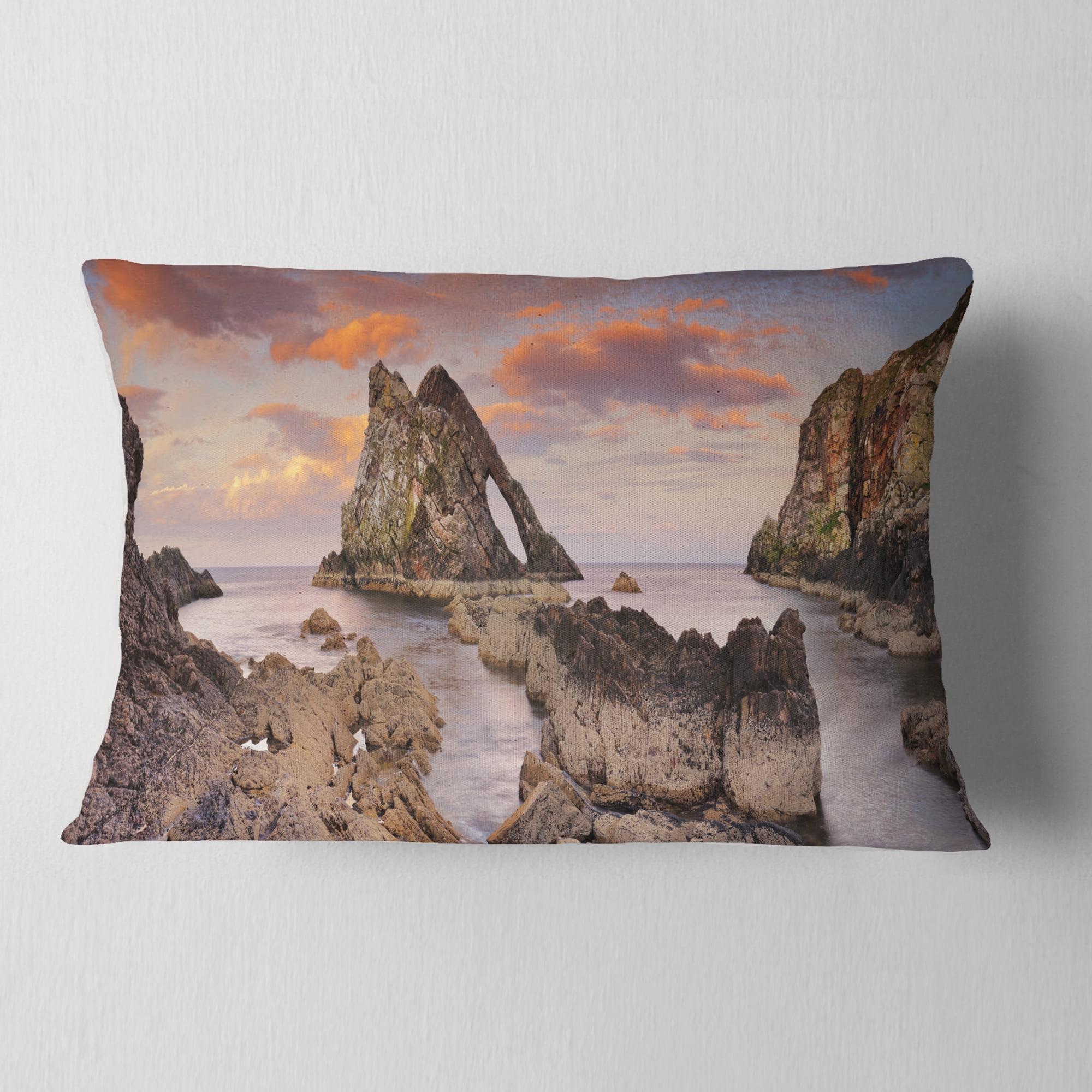 Designart 12" x 20" Red Polyester Throw Pillow
