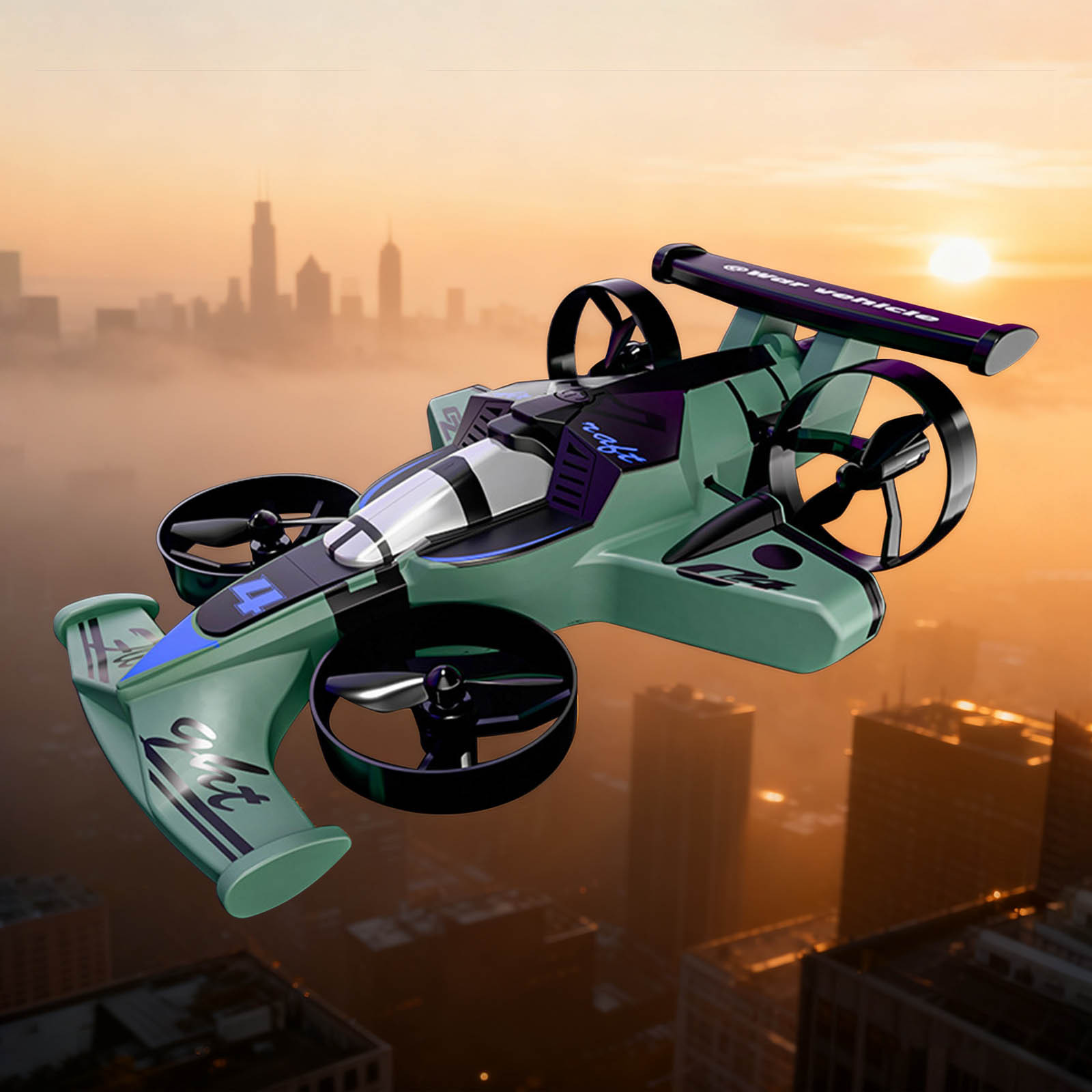 2-in-1 Air Flying RC Car, Qiopertar Under $5 Mode RC Car With Air Flying Remote Control Foam Stunt Car Sensor LED Lights Rechargeable Crash Toy For KidsAnd Adults
