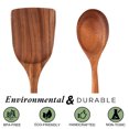 thumbnail image 3 of Utensilios de cocina de madera de teca para cocinar, utensilios de cocina naturales y saludables antiadherentes, juego de 2 piezas, 3 of 5