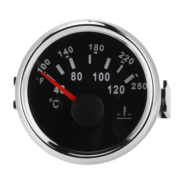 Medidor De Temperatura Del Agua Del Motor Marino, Medidores De Temperatura Del Agua Medidor De Temperatura Del Agua Eléctrico Para Grupos Electrógenos Para Motores Para Barcos ANGGREK Cubierta plateada con esfera negra