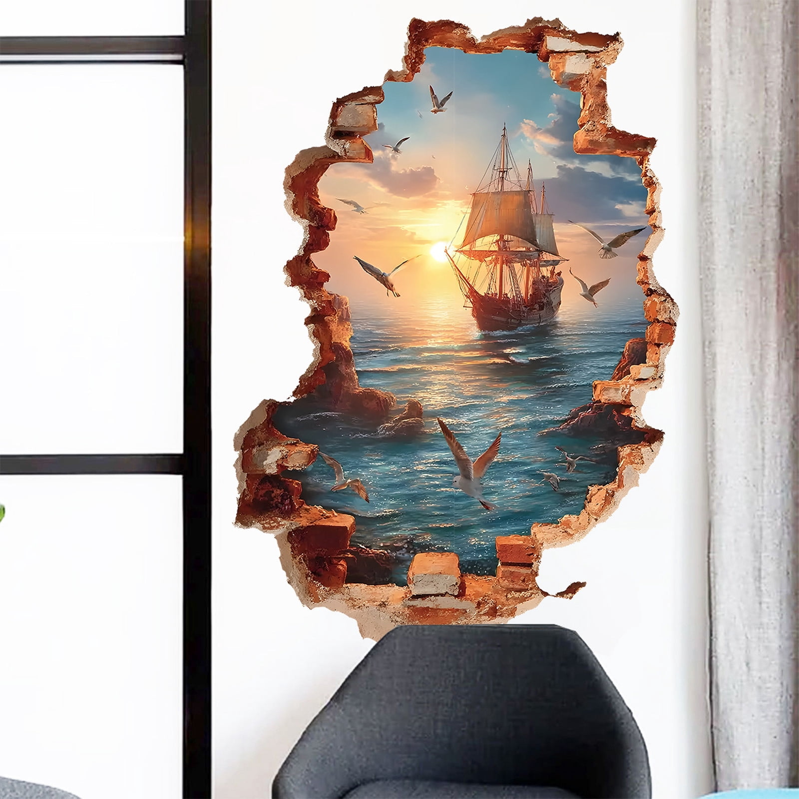 Seyotauo Lovely Aesthetic Pattern Window Stickers, Removable Wall Art Decals for Home Decor, Retro Aesthetic Ornament for Living Room, Door and Glass Decoration