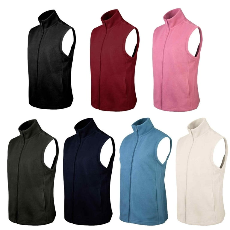 Women's Soft Zippered Full Zip Polar Fleece Vest, Charcoal Women's Soft Zippered Full Zip Polar Fleece Vest, Charcoal