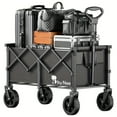 thumbnail image 3 of Heavy Duty Collapsible Cart With All Terrain Tires, Strong Load Bearing, Iron Frame, Track And Field Equipment Transporter,  Multifunctional Utility Cart For Transportation Of Sports Outdoor - Black, 3 of 8