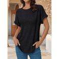thumbnail image 4 of Women Short Sleeve Tunic Tops Black XL, 4 of 7