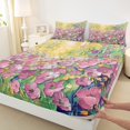 thumbnail image 3 of Manfei Pink Flowers Girl Full Size Sheets 4-Piece,Spring Garden Breathable Bed Sheets,Abstract Oil Painting Lightweight Sheet Sets,Ultra Soft Home Decor, 3 of 7